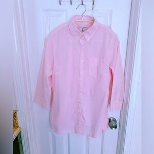 Banana Republic Cotton Button-Down Collared Shirt Pink  3/4 Sleeve SZ 6‎